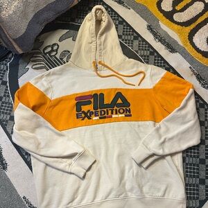 FILA Men's Cream and Orange Expedition Hoodie